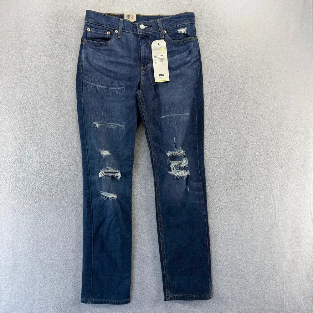 Levi's Jeans Mens 30x30 Blue Distressed 511 Slim Dark Denim Cotton Lyocell NEW